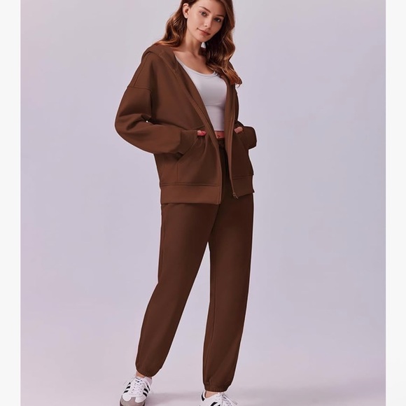 Brown Women's Hoodie and Pants Set - Picture 3 of 5